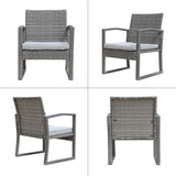 Patiorama 3 Pieces Outdoor Patio Furniture Set, Outdoor Wicker Conversation Set, Patio Rattan Chair Set, Modern Bistro Set with Coffee Table, Garden Balcony Backyard Poolside (Light Gray) Patiorama