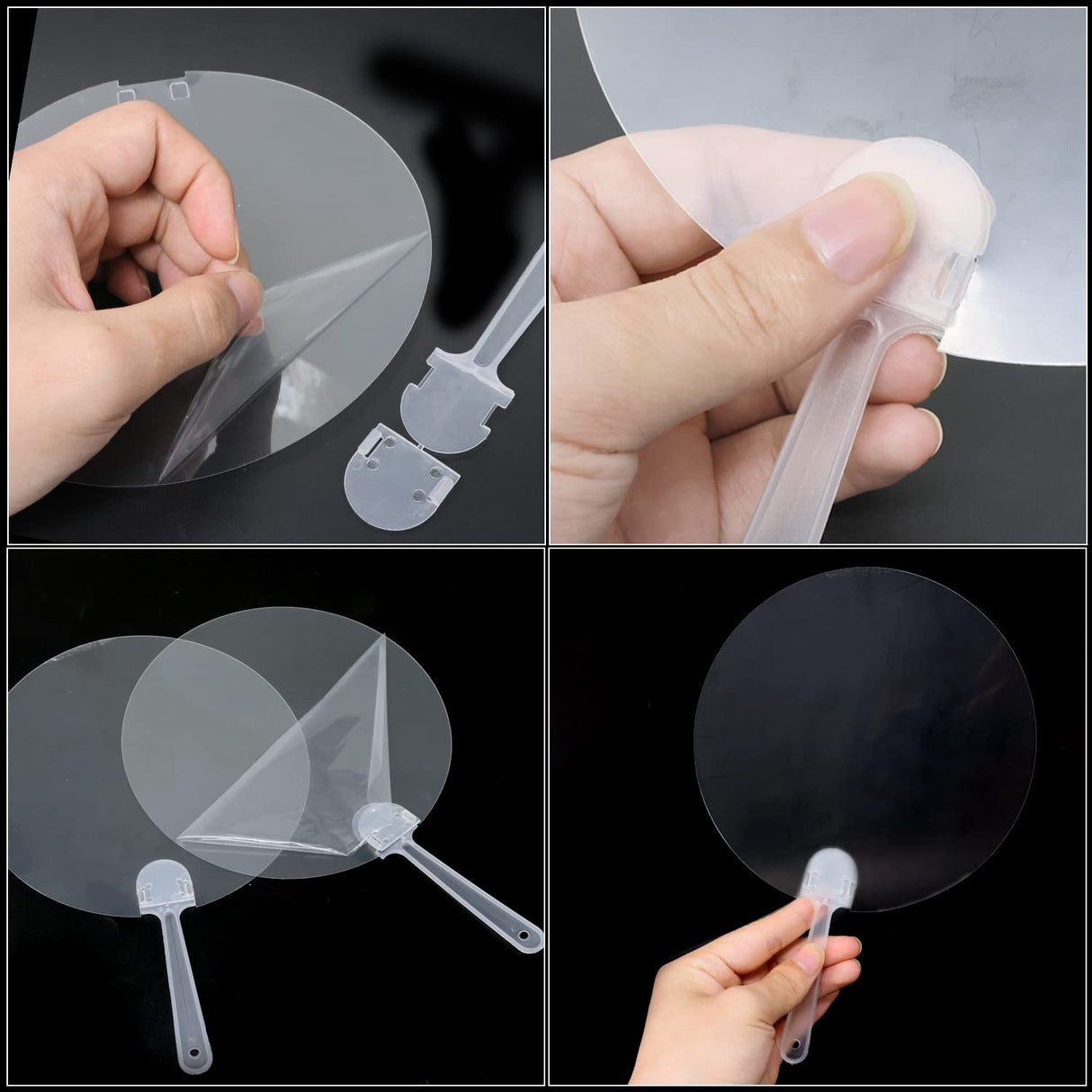 Honbay 10PCS Plastic Round Handheld Fans Blank Pocket Fans Chinese Style Fans for Summer Decorations Dancing Performance Prop Wall Ornaments or DIY Crafts Honbay