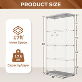 COHMJJY 4-Shelf Glass Display Cabinet with Double Doors, Curio Display Case with Lights & Lock, Tempered Glass Collectibles Showcase for Bedroom, Living Room 64'x 32'x 14' White COHMJJY