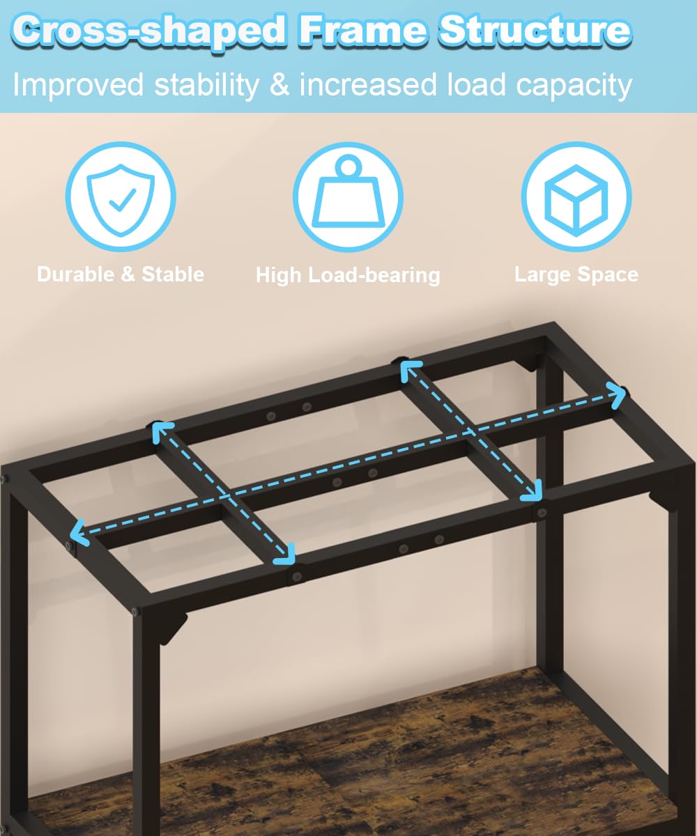 Mondazie 20 Gallon Fish Tank Stand, Upgraded Height Aquarium Stand Table with 2 Tiers Storage Shelf, Metal Reptile Breeder Turtle Terrarium Stand Rack for Home Office, 24" L x 12" W x 32.2" H - WoodArtSupply