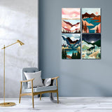 Muzagroo Art Diamond Painting Kits for Adults, DIY 5D Diamond Art Kits for Beginners, Abstract Landscape Arts and Crafts for Living Room, 4 PCS Kids Room Wall Art Muzagroo Art