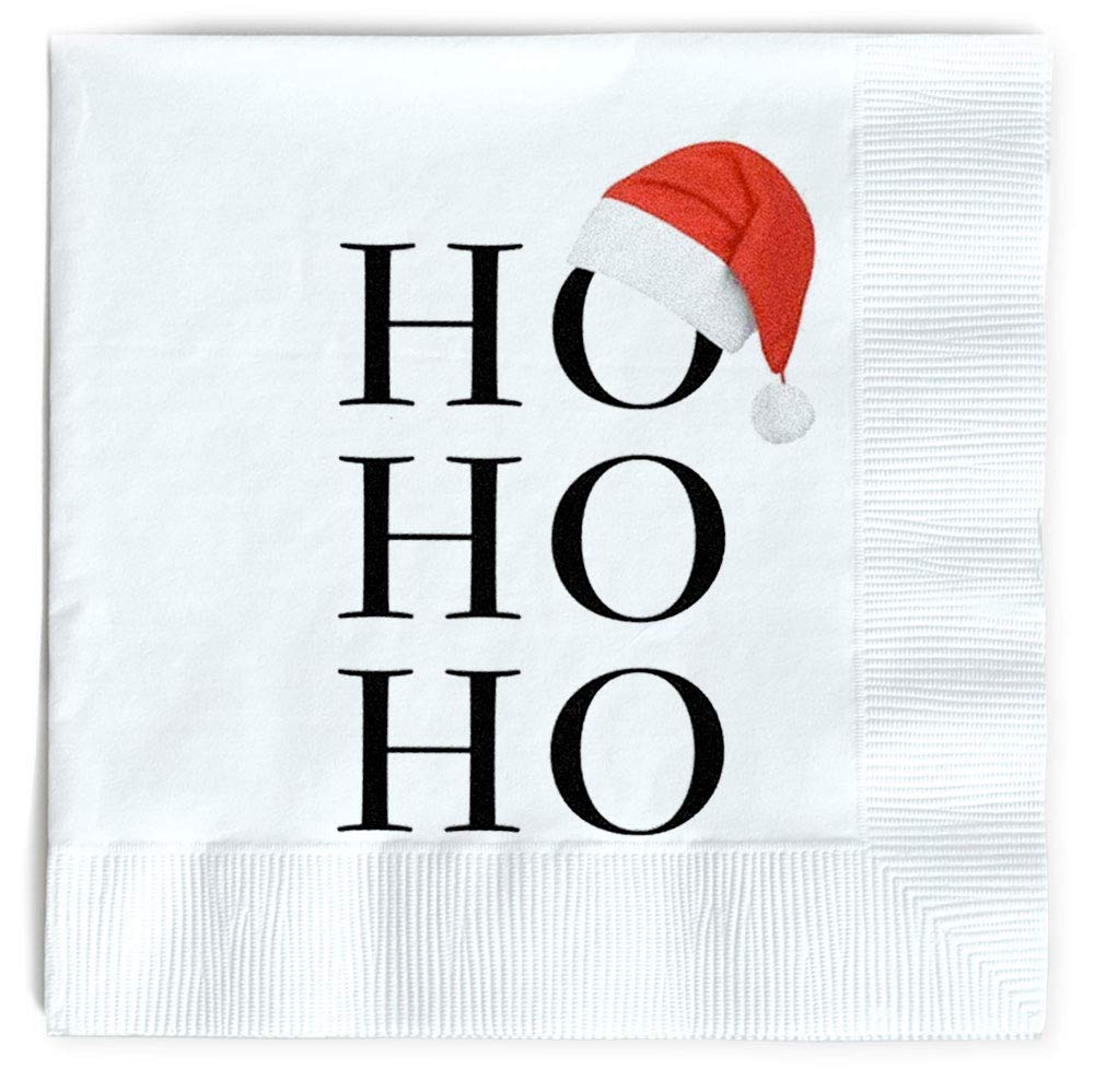 OLYPHAN Santa Napkins Funny Christmas Napkins Paper Cute Fun Holiday Party Napkin 40 Pack, Disposable 6.5 Inches Dinner Parties, Cocktail, Luncheon, Lunch Buffet, Appetizer, Dessert OLYPHAN