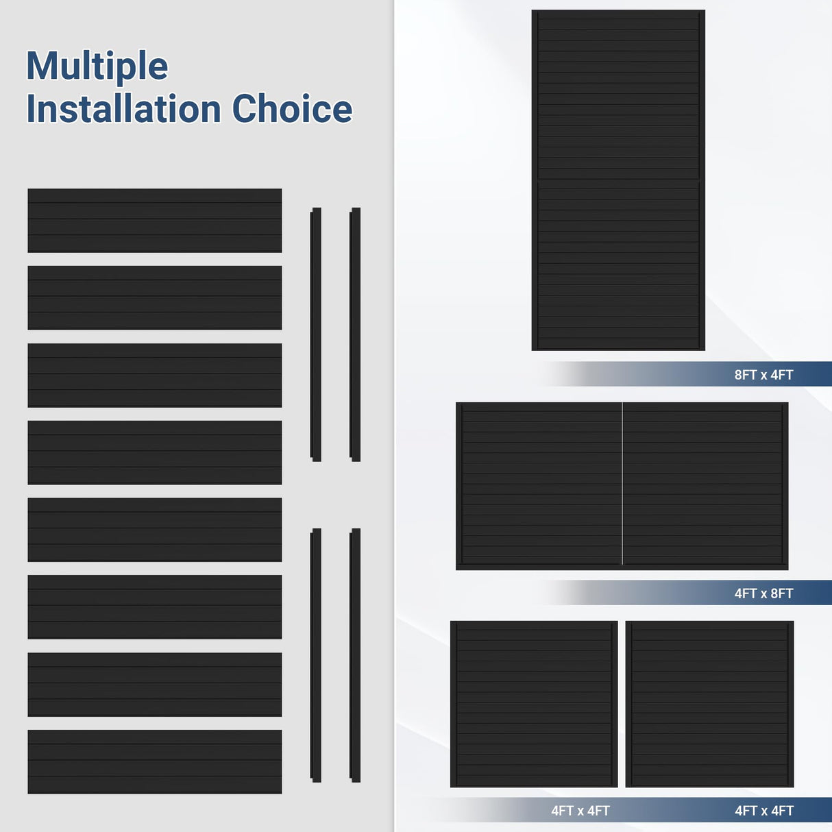 Neoaider Slatwall Panel 8 FT x 4 FT, Interlocking Slat Wall Paneling, Wall Mounted PVC Wallpanel, Suitable for Garage Storage and Organizer, Slatwall Board, Shelves - Black Neoaider