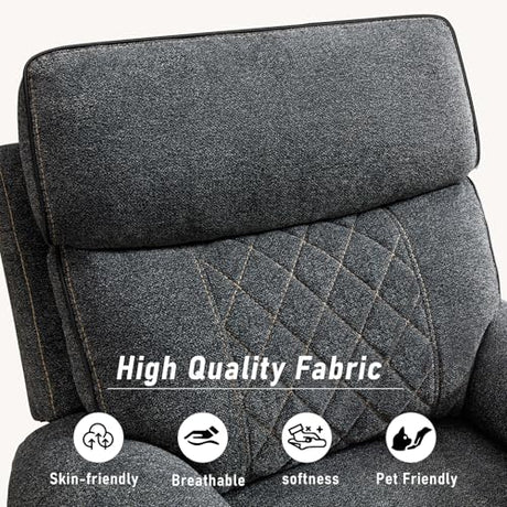 HAOMARKETS Electric Recliner Chair, Soft Fabric Power Recliners with Metal Cup Holders, Single Overstuffed Heavy Duty Reclining Sofa Chairs for Living Room Bedroom, Dark Grey HAOMARKETS