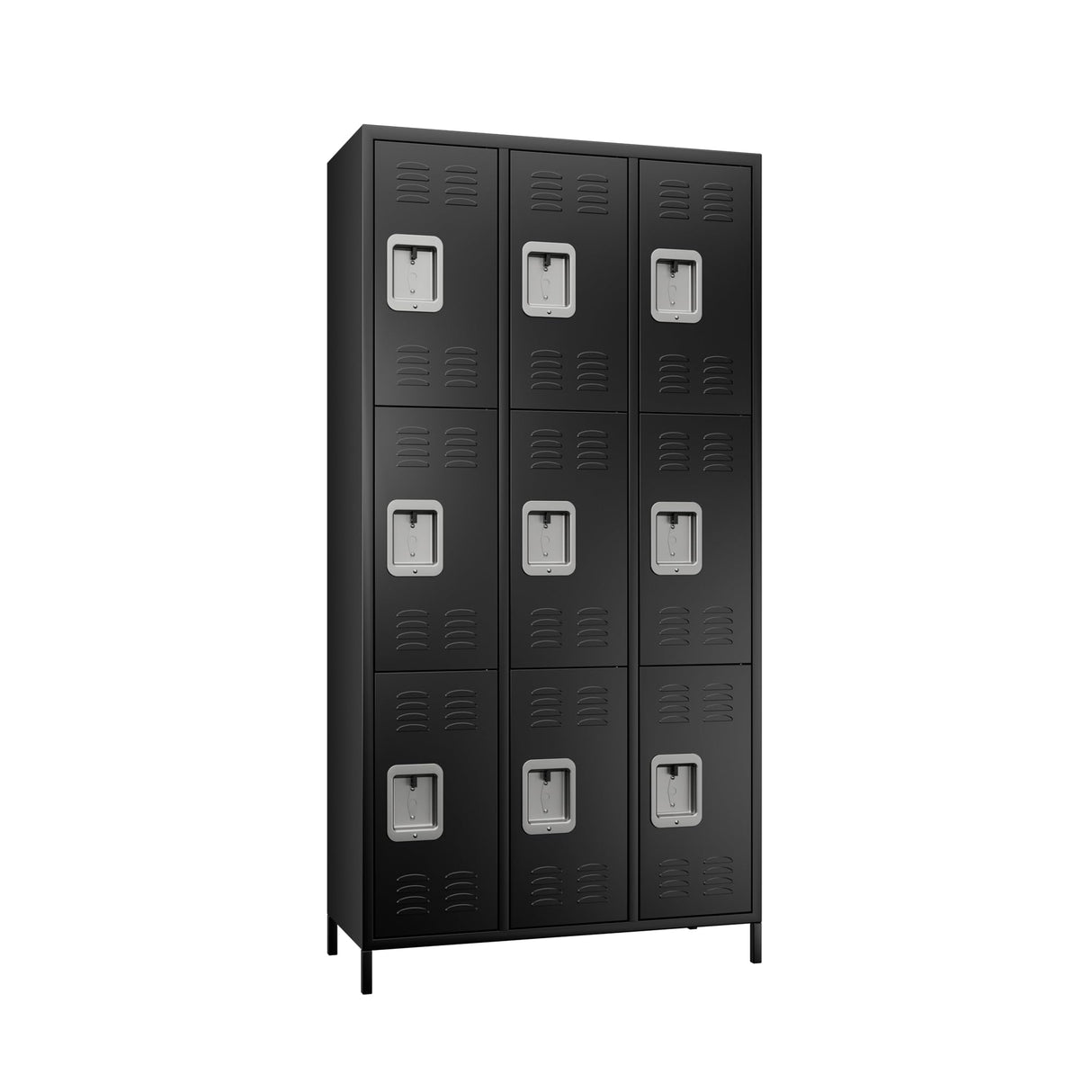 Aobabo 9 Doors Metal Storage Locker Cabinet for Employees, Storage Locker for School Office Gym Bedroom, Industrial Steel Storage Locker with 18 Hooks, Black, Assembly Required Aobabo