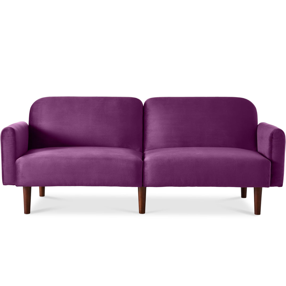 Best Choice Products 77" Mid Century Modern Velvet Loveseat Sofa, Couch, Convertible Sofa Sleeper Bed w/Real Wood, Removable Armrest - Plum Best Choice Products