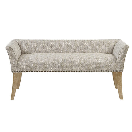 Madison Park Accent Bench for Living Room, Upholstered with Nailhead Trim, & Padded Seat Entryway Bench Small, Bedroom Furniture, End of Bed Bench with Back, 49.5" W x 19.25" D x 23" H, Taupe Multi Madison Park