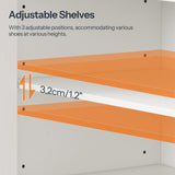 HOOBRO Shoe Cabinet, Farmhouse Shoe Storage Cabinet, Shoe Organizer Cabinet with Hooks and Adjustable Shelves, Shoe Cabinet Storage for Entryway, Living Room, White and Walnut WH16SC01 HOOBRO