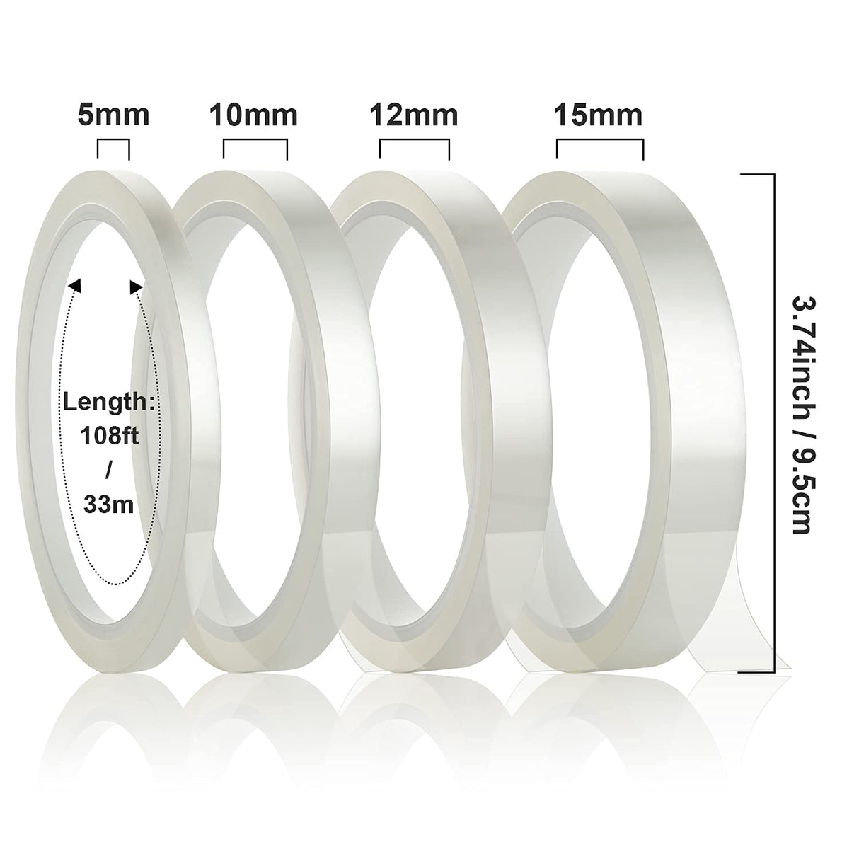 HFXXAD 8Pcs Clear Heat Tape, Heat Tape for Sublimation Press and Heat Transfer Vinyl, Easy to Remove High Resistant Temperature Tape Heat Press Tape, No Residue (108 ft) HFXXAD