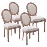 Kiztir French Country Dining Chairs Set of 4, Farmhouse Dining Chairs with Round Backrest, Mid Century Upholstered Dining Chairs with Solid Wood Leg for Dining Room Bedroom Kitchen Restaurant (Beige) Kiztir