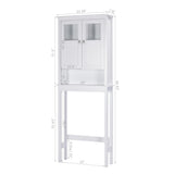Spirich White Over Toilet Bathroom Storage Cabinet with Glass Doors and Adjustable Shelves Spirich