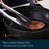 KITCHENDAO Tongs for Cooking with Silicone Tips 12 Inch, One-handed for Convenience, Soft-touch Handle, Silicone Tipped Stainless Steel Kitchen Food Grill BBQ Tongs for Non-stick Cookware Air Fryer KITCHENDAO