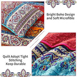 WONGS BEDDING Boho Quilt Set King Size, Bohemian Red Christmas Stripe 3 Pieces Bedspread Set Lightweight Microfiber All Season Christmas Bedding Coverlet Set for King Bed (104"x90") WONGS BEDDING
