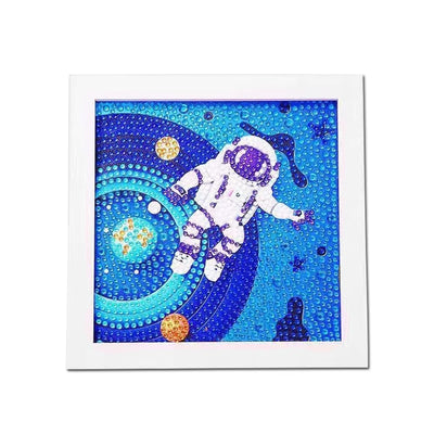 PERFECTSIGHT Cute 5D Diamond Art Kits with Wooden Frame, Kawaii DIY Painting Art for Adults Teen, Diamond Arts and Crafts Sets, Big Gem Full Drill Diamond Dots for Women Beginners (Space Astronaut)