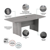 Bush Business Furniture 120W x 48D Boat Shaped Conference Table with Wood Base in Platinum Gray Bush Business Furniture