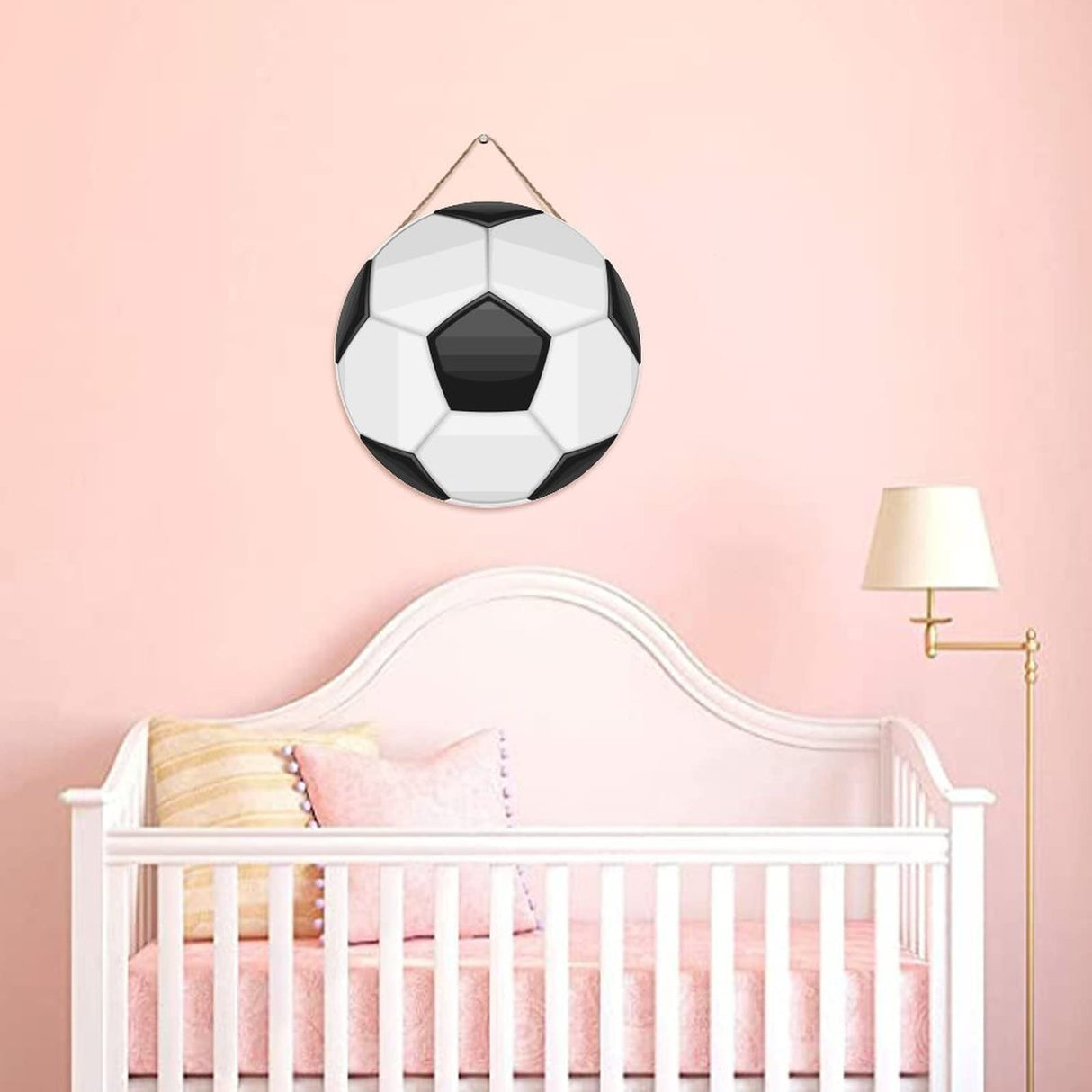 Wooden Sign Soccer Ball Family Sign Wall Hanging Personalized Name Rustic Farmhouse Wood Signs Hanging Wooden Sign Shop Store Salon 12x12in Round Wodevor