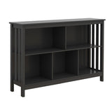 TaoHFE Short Bookshelf with 2-Layer 5 Cube Shelf,Wooden Bookcase Modern Minimalist Style, Horizontal Bookshelf for Living Room, Classroom, Bedroom, Book Shelf with Storage Cube Bookcase, Black TaoHFE