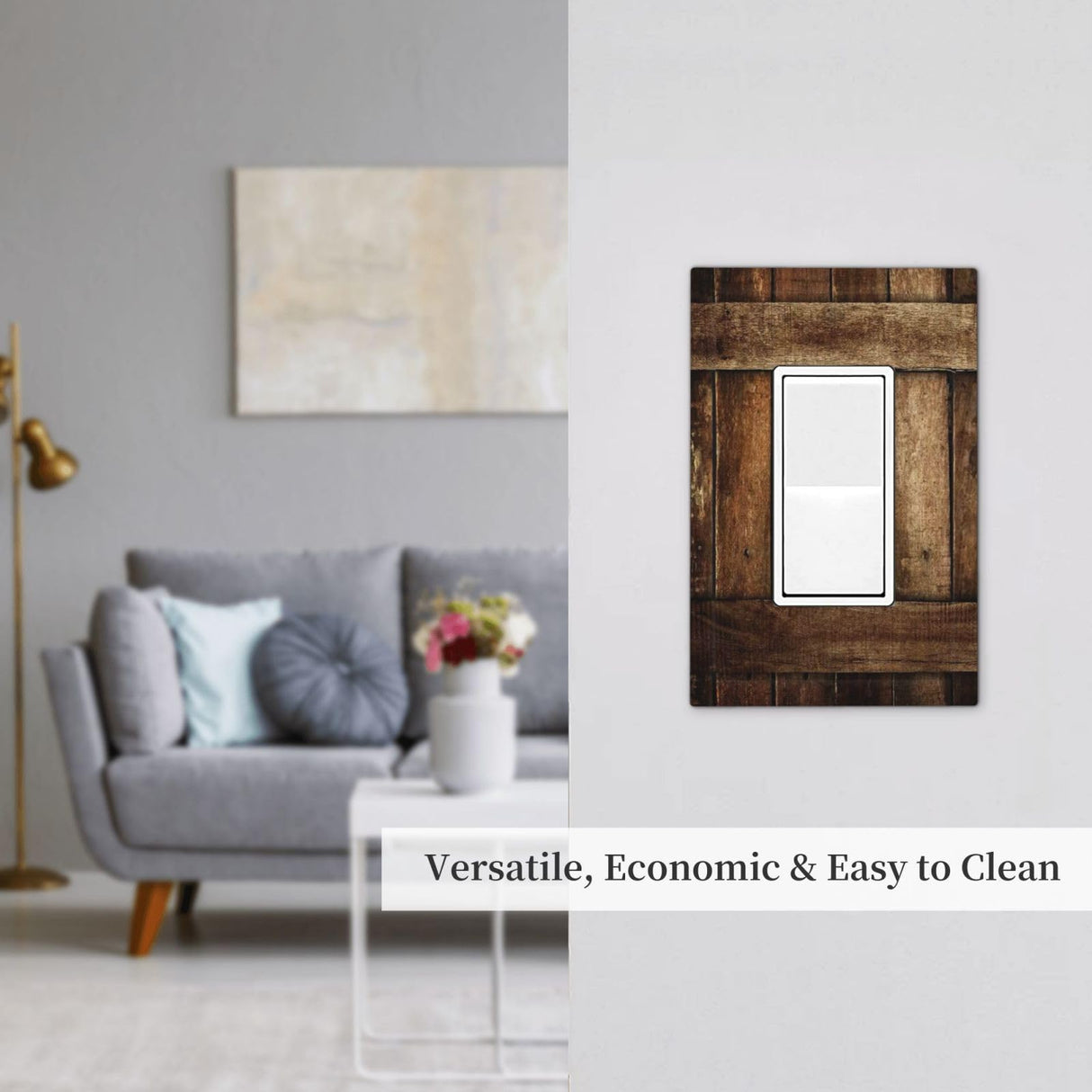 Brown Wooden Barn Door Old Wood Print Decorative Outlet Covers 1 Gang Single Rocker Light Switch Cover Plate Wall Plates GFCI Faceplate for Farmhouse Home Decor Nowensvatra