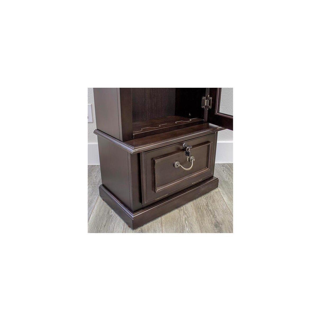 HomeStock 8 Gun Cabinet with Locking Tempered Glass Door and Locking Drop Down Door, Safe Gun Cabinet HomeStock