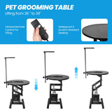 SHMQYSY Electric Dog Grooming Table, Height Adjustable Pet Grooming Table for Small Dogs at Home, Professional Electric Lift Table with Anti-Scratch Tabletop and Foldable Arm (24", Black) SHMQYSY