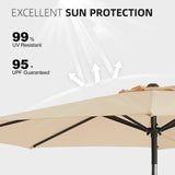 wikiwiki 9 FT Patio Umbrellas Outdoor Table Market Umbrella with Push Button Tilt/Crank, 8 Sturdy Ribs, Fade Resistant Waterproof POLYESTER DTY Canopy for Garden, Lawn, Backyard & Pool, Cream Beige wikiwiki