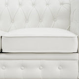 Naomi Home Emery Chesterfield Sofa with Rolled Arms, Tufted Cushions / 3 Seater Sectional Sofa Couch for Small Spaces, Living Room, Bedroom, Apartment Easy Tool-Free Assembly – Off White Naomi Home