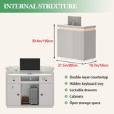 Reception Desk with Counter Modern Front Office Desk Commercial Reception Room Tables Checkout Counter Reception Table for Retail Lobby Beauty Salons Black 31inch/80cm Generic