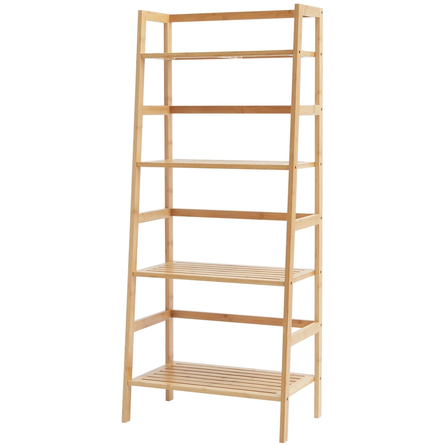 VEVOR 4-Tier Bamboo Ladder Shelf, Trapezoid Open Bookcase, Display Storage Rack Organizer, Freestanding Flower Plant Stand, Ladder Bookshelf Ideal for Bathroom, Bedroom, Office, Study, Natural