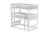 ASKVDL Triple Bunk Bed with Ladders & Guardrails for Kids,Detachable Triple Bunk Beds,Twin Over Twin Over Twin Bunk Bed,Easy Assembly,No Box Spring Needed,White ASKVDL