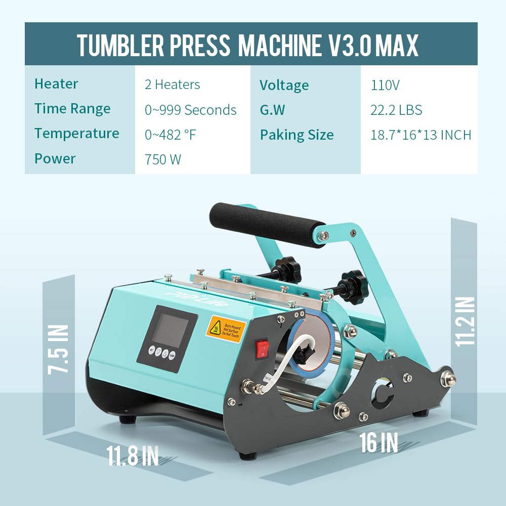 PYD Life 2 in 1 Tumbler Heat Press Machine 110 V Mint Green 20 OZ 30 OZ Mug Heat Press for Sublimation Straight Tumblers Bottles,Sublimation Ceramic Mugs,Sublimation Glass Cans Tumblers Print - WoodArtSupply