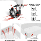 3-Tier Utility Rolling Cart,Mobile Utility Cart with Lockable Caster Wheels,Storage Shelves Organizer Cart, 3 Hanging Baskets, Easy Assembly,for Bathroom, Kitchen, Office, Workshop Hamone