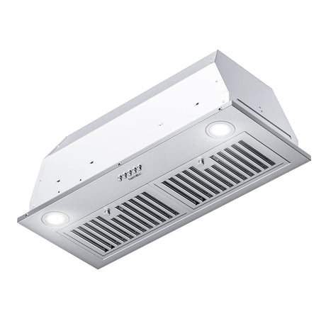 Hermitlux 30 inch Built-in/Insert Range Hood, 600 CFM 3 Speed Vent Hood, Ducted/Ductless Convertible, Stainless Steel with Bright LED Light, Baffle Filters and Charcoal Filters Hermitlux