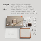 mooas Wooden Frame LED Silent Wall Clock with Remote, Backlit Nightlight, Modern Digital LED Wall Clock Display Sunrise Alarm Melody 5 Brightness for Bedroom Living Room Office Decor- Dark Wood mooas