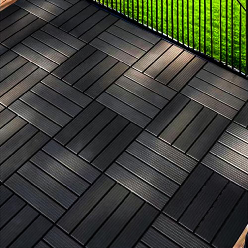 Plasic Interlocking Deck Tiles - 44 PCS 3D Teak 12"x12" DIY Waterproof, Non-Slip, All-Weather Patio Floors - Wood Grain Design for Indoor Outdoor Courtyards, Balconies