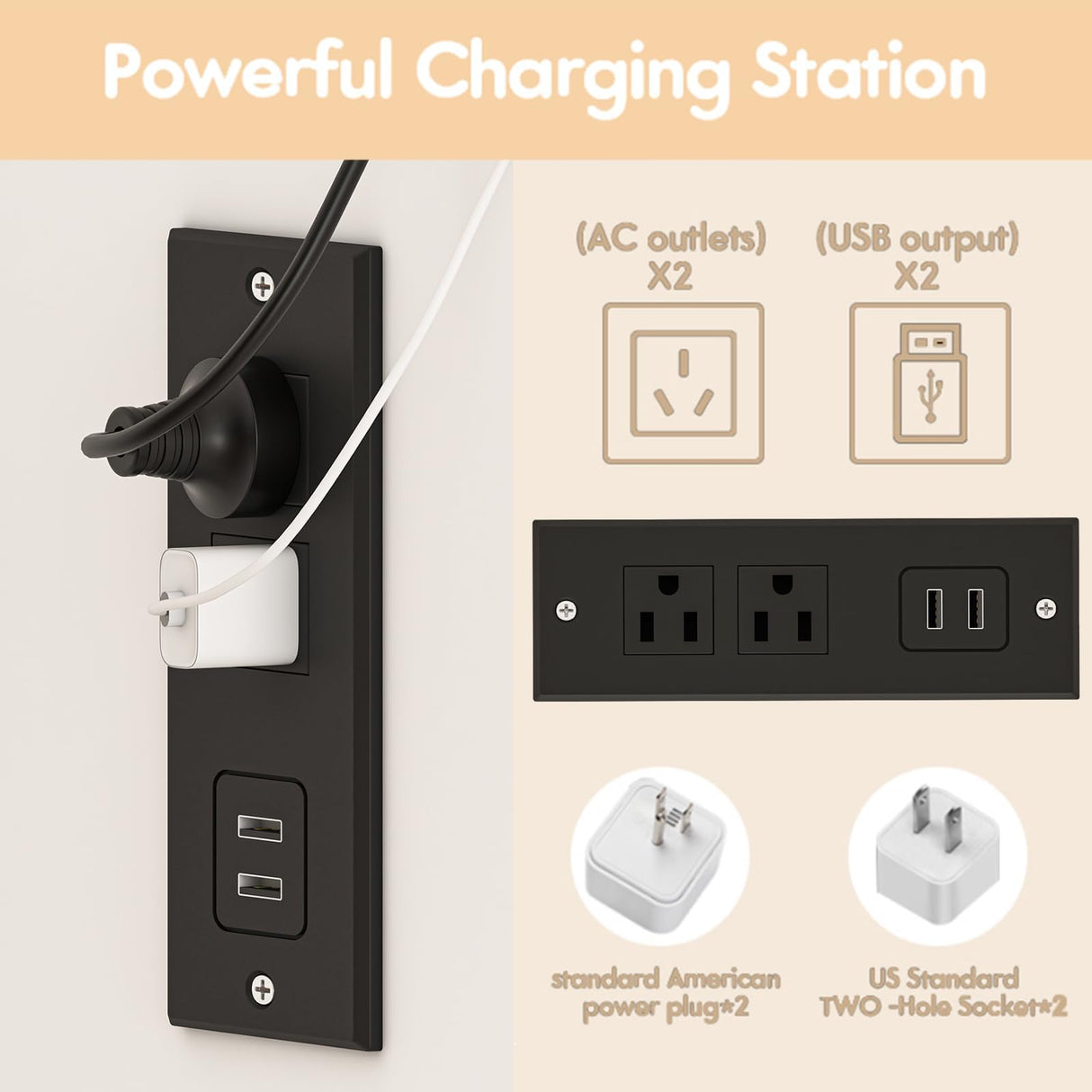 JassmiPkwy Coffee Bar Cabinet with Fridge Space, Farmhouse Wine Cabinet with Rack, Power Outlet for Kitchen Dining Room Living Room, White JassmiPkwy