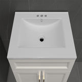 OLD CAPTAIN Bathroom Vanity with Ceramic Sink, Wooden Double Door Bathroom Storage Vanity with 24 Inch, Milky White Finish OLD CAPTAIN