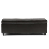 SIMPLIHOME Avalon 48 Inch Wide Contemporary Rectangle Storage Ottoman Bench in Tanners Brown Vegan Faux Leather, For the Living Room, Entryway and Family Room SIMPLIHOME