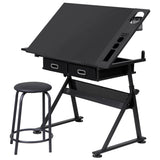 Nova Microdermabrasion Height Adjustable Drafting Table - Art/Craft Desk with Stool and 2 Slide Drawers for Reading, Writing, Crafting, Painting Nova Microdermabrasion