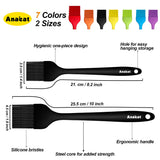Anaeat 2 Pack Silicone Basting Pastry Brushes - Heat Resistant Brush with Soft Bristles, Hygienic One Piece Design, Marinade Brush Great in Baking for Spreading Oil Butter Sauce BBQ Grill (Black) Anaeat
