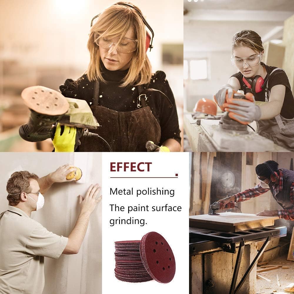 80 Pack 5 inch Sanding Discs Kit 8 Hole Sander for Drill Polishing Pad Hook and Loop Plate 60 80 120 180 240 400 600 800 Grit Sandpaper Abrasive Tool AUTOTOOLHOME