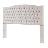 24KF Linen Upholstered Tufted Button King Headboard and Comfortable Fashional Padded King/California King Size headboard - Ivory 24KF