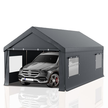 Carport 12x20 Heavy Duty Portable Garage,Carport Canopy with Roll-Up Windows & Doors,Portable Garage and Shelter with Removable Sidewalls,Car Tent Garage with All-Season Tarp for Truck Boat Tractor BUPPLEE