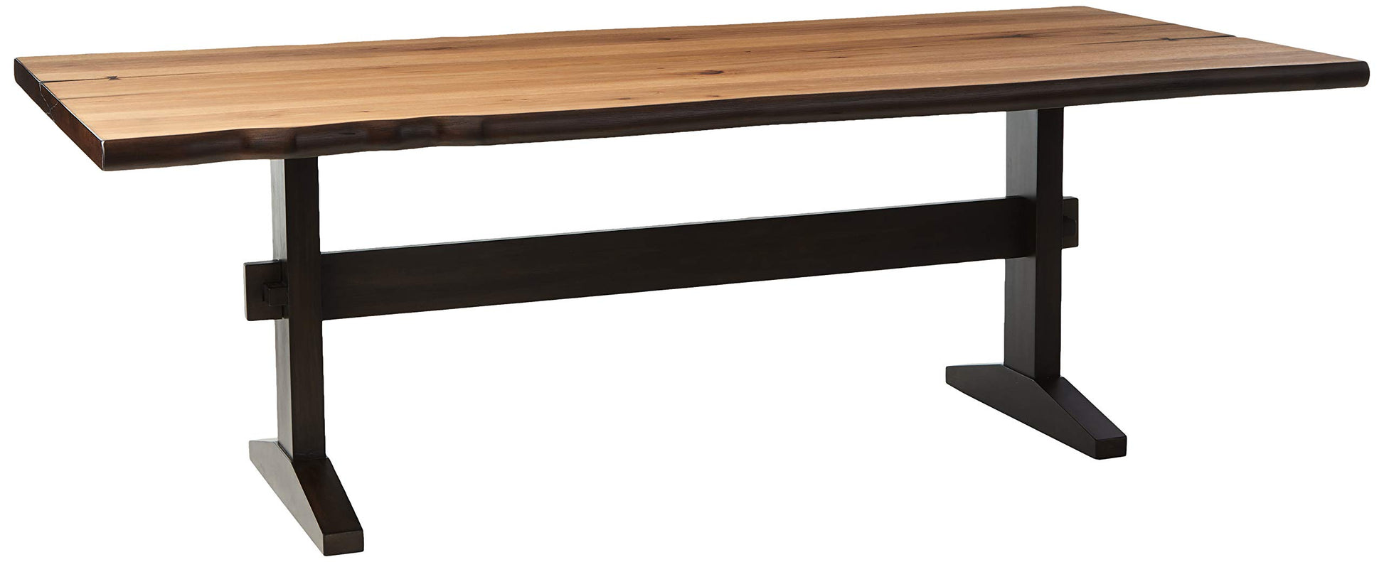 Coaster Home Furnishings Bexley Burnham Live Edge Dining Table with Trestle Base Natural Honey and Smokey Black - WoodArtSupply