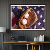 Baseball and Glove with American Flag 1000 Pieces Wooden Jigsaw Puzzles Personalized Photo Puzzle for Adults Friends Picture Puzzle Gifts for Wedding Birthday Valentine's Day Home Decor FANGKISSU