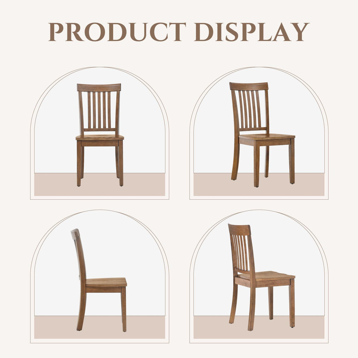 COLAMY Wooden Dining Chairs Set of 4, Spindle High Back Windsor Kitchen Side Chair, Farmhouse Dining Chairs for Kitchen and Dining Room, Light Brown COLAMY