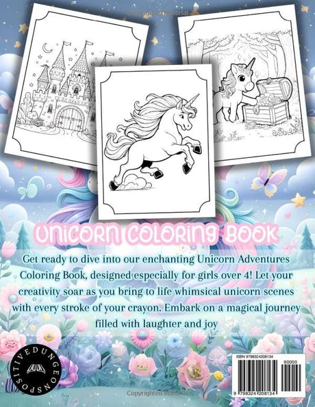 Unicorn Coloring Book: Magic Tales To Color, Fun Coloring Adventure Story to Color for Girls Ages 4+ - Sparkle, Shine, and Explore with Cute and Lovely Unicorns! WoodArtSupply