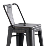 AC Pacific 30” Metal Barstool Set of 2 – Country Rustic Style with Low Back, Lightweight & Sturdy Build, Easy Assembly – Distressed Black AC Pacific