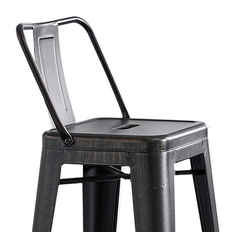 AC Pacific 30” Metal Barstool Set of 2 – Country Rustic Style with Low Back, Lightweight & Sturdy Build, Easy Assembly – Distressed Black AC Pacific