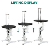 DiDiBirDi 23'' Pet Grooming Table,Pneumatic Lift Dog Grooming Table,Anti-Skid Rubber Circular Rotatable Desktop,Adjustable Overhead Arm, Maximum Capacity Up to 100lbs,Pet Grooming Table for Home DiDiBirDi