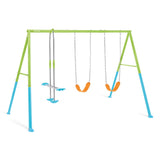 INTEX 44121E Heavy Duty Backyard Three Feature Swing Set: Includes Two Height Adjustable Swings and Glider – Plastisol-Coated Chain – Rust-Resistant Steel Frame – Anchor System – Easy Assembly Intex